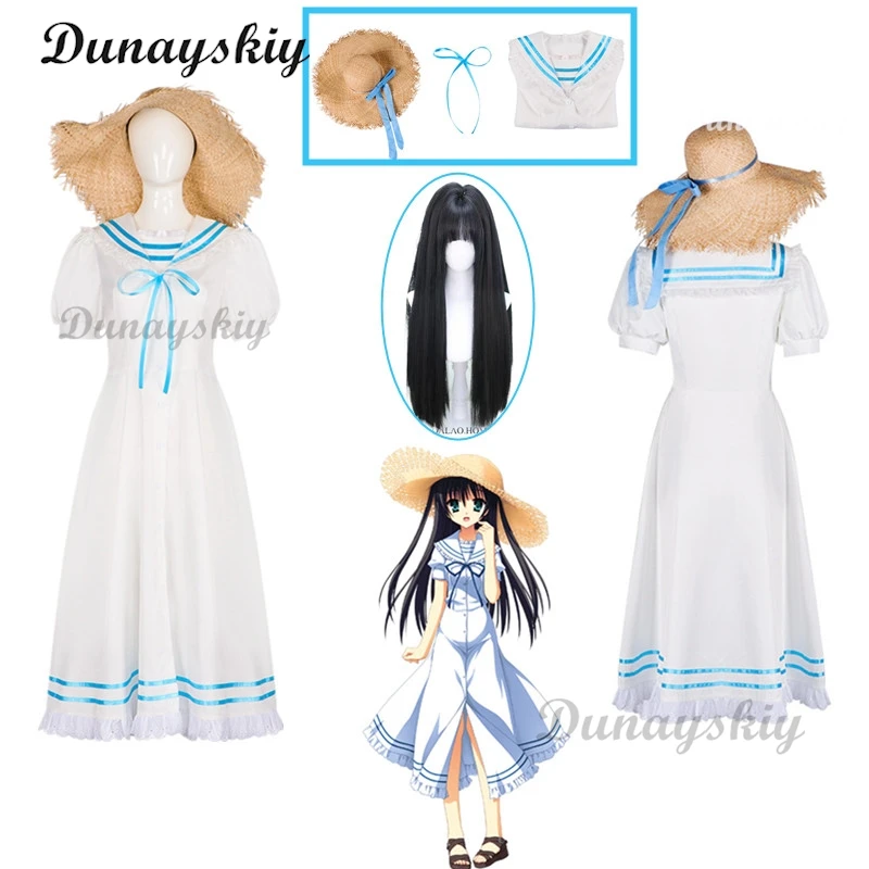 

Аниме Natsuzora Kanata Kousaka Chihaya Косплей костюмы парик Хэллоуин костюмы белое платье одежда