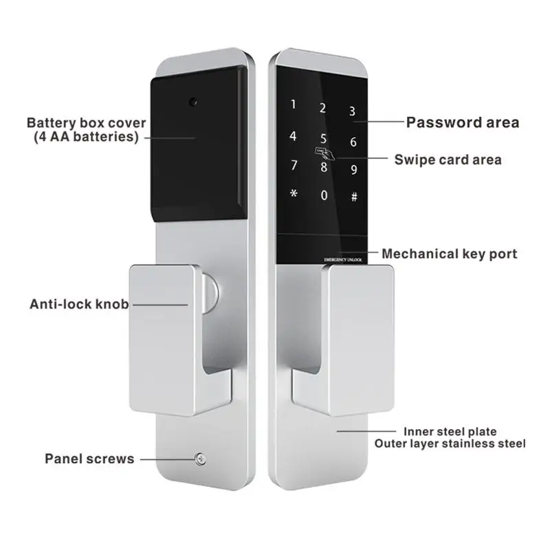 Factory Price New Design Safety TT LOCK Password Digital Electric Wireless Smart Wifi Door RFID Card Key Lock Access Control