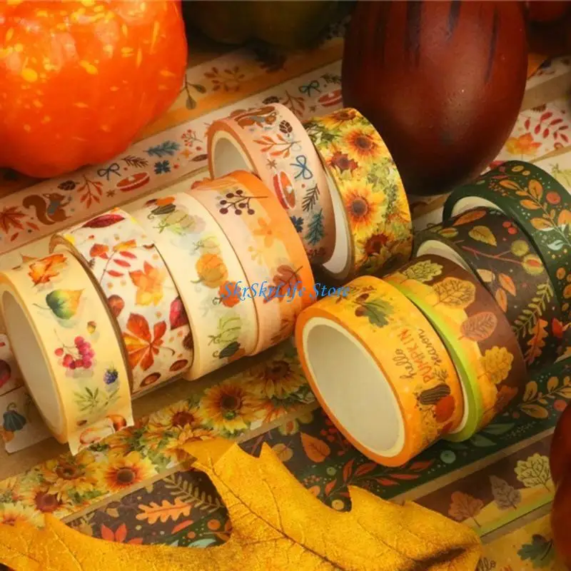 E65E سقوط القيقب ورقة الشريط لتقوم بها بنفسك شريطٌ لاصق الخريف حساب اليد ديكور ملصق لسكرابوكينغ الفن النحت هدية العبوات #4