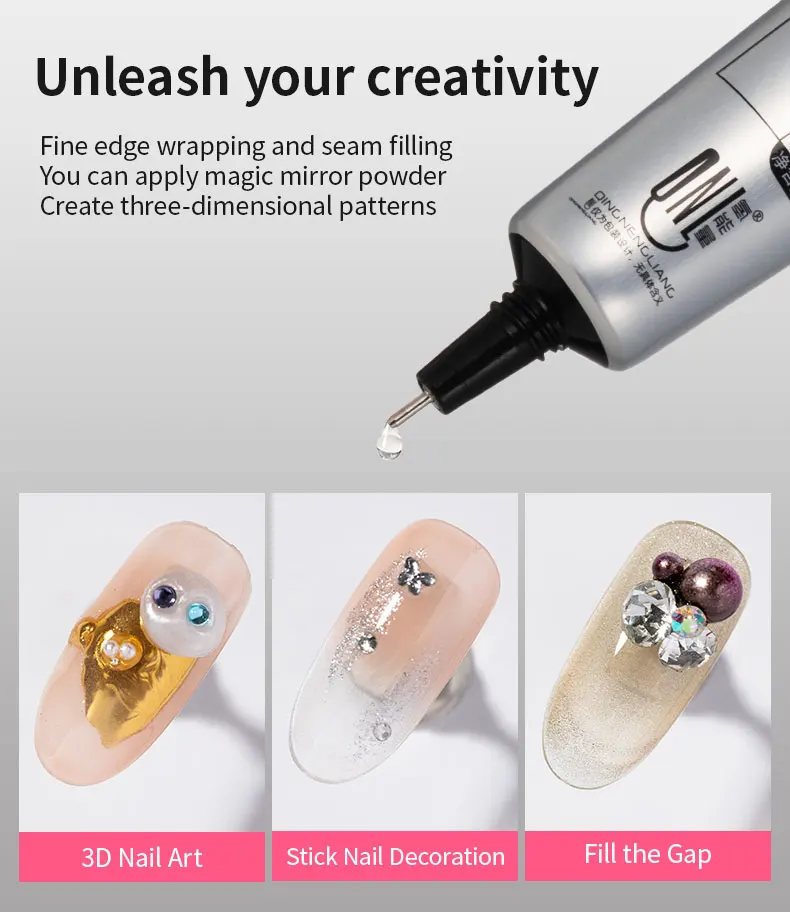 RSNAIL No Wipe Strass-Gel für Nägel, 15 g, 3D-Chrom-Nagelkunst-Designs, Strass-Kleber, DIY-Sculpting-Gel, Soak Off Nail Gem Glue – Detail 5