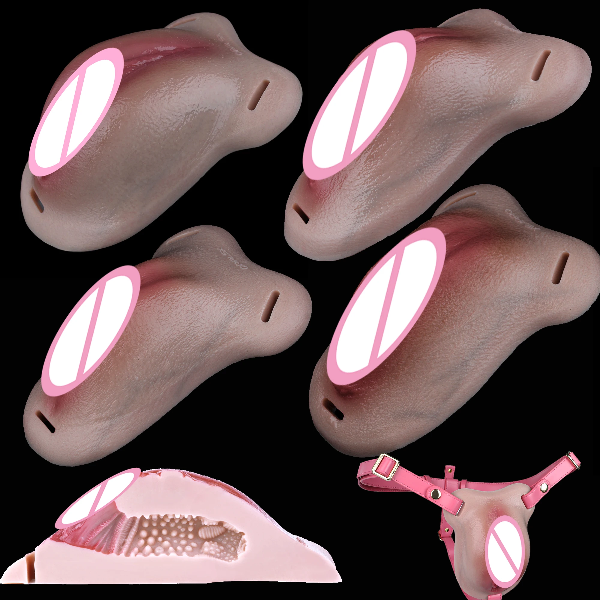 FAAK Strapon Silicone Realsitic Vagina Pad Insertable Male Masturbator Fake Pussy Sex Grinder Camel Toe For Transgender