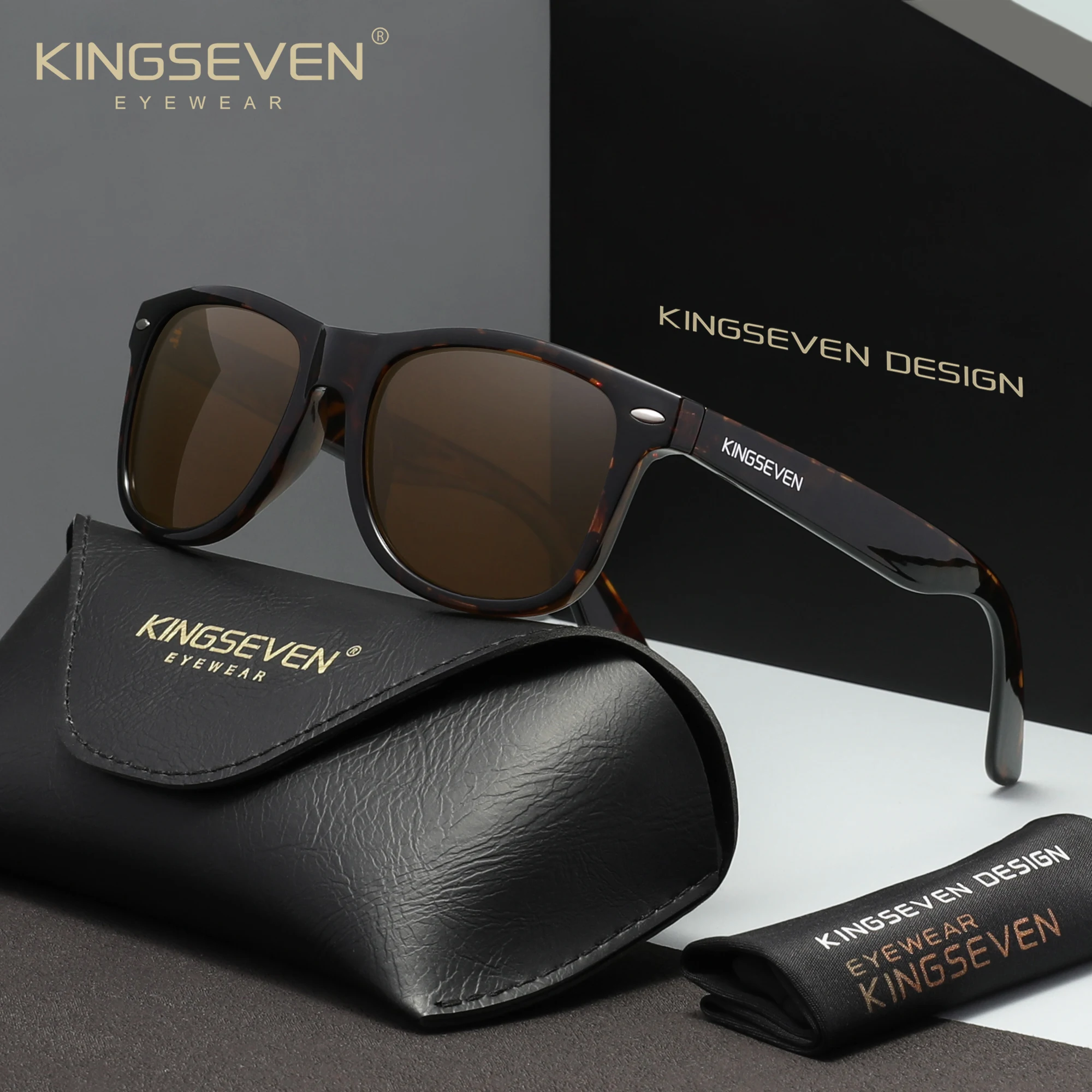KINGSEVEN Klassische quadratische Sonnenbrille für Damen und Herren, polarisierte Anti-UV400-Sonnenbrille, ideal zum Fahren und für Reisen im Freien.