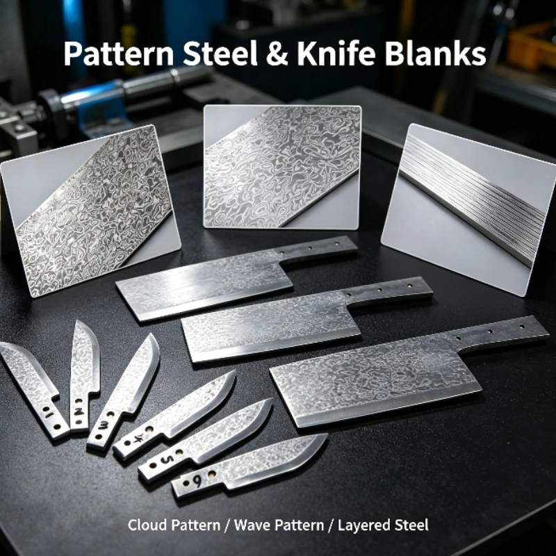 VG10 Damascus Steel Knife Blank, Forged Pattern Steel Strip, Thousand Layer Steel, DIY Knife Making Raw Material 350x50x4mm