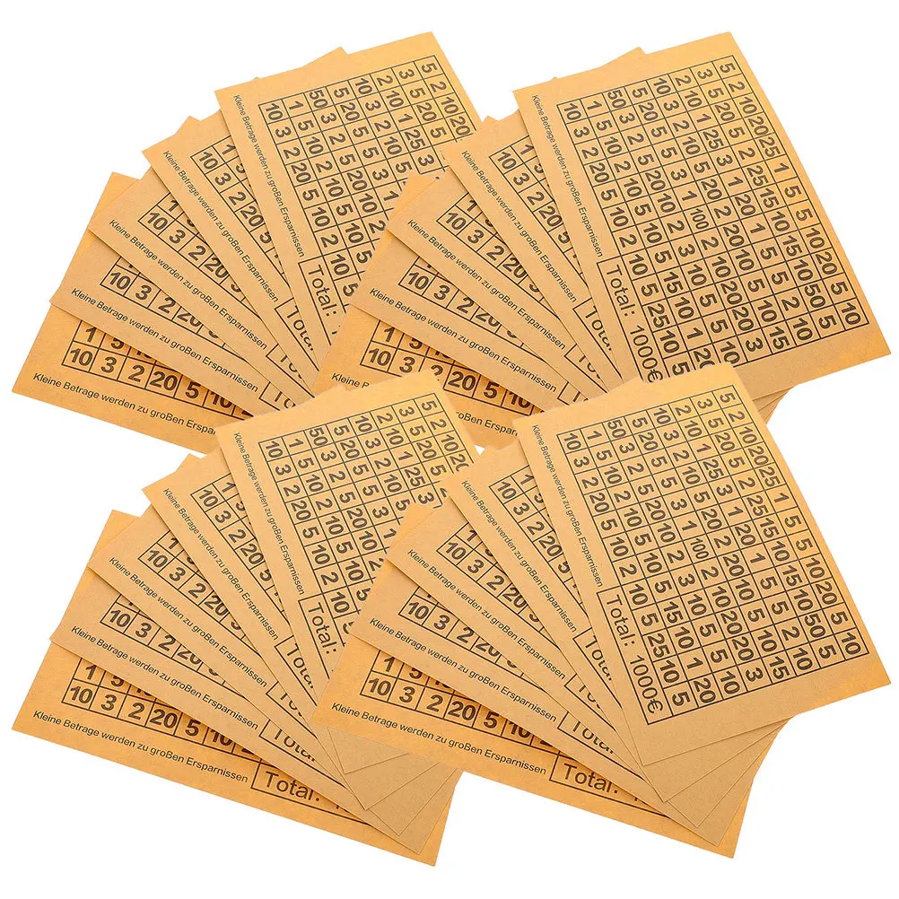 50pcs Euro Savings Stickers Beige 1000 Numbered Decals For Coin Bank Diy Money Box Tracking Labels Adhesive Cash Organizer