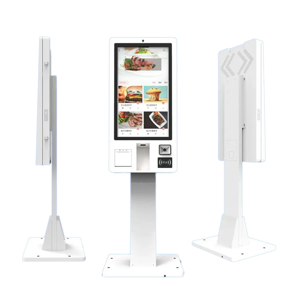 

27 Inch Modular Configuration Self Ordering Machine Standing Floor QR Scanner Rfid Reader Self Service Kiosk For Casual Dining