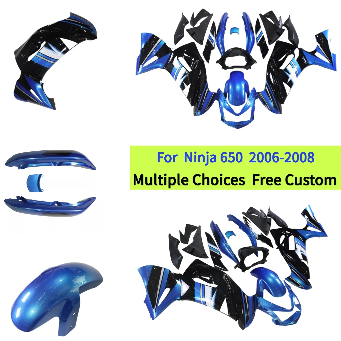 

Подходит для Kawasaki Ninja650 2006 2007 2008 ER6F, полный комплект обвеса, новый пластиковый комплект для мотоцикла из ABS-пластика.