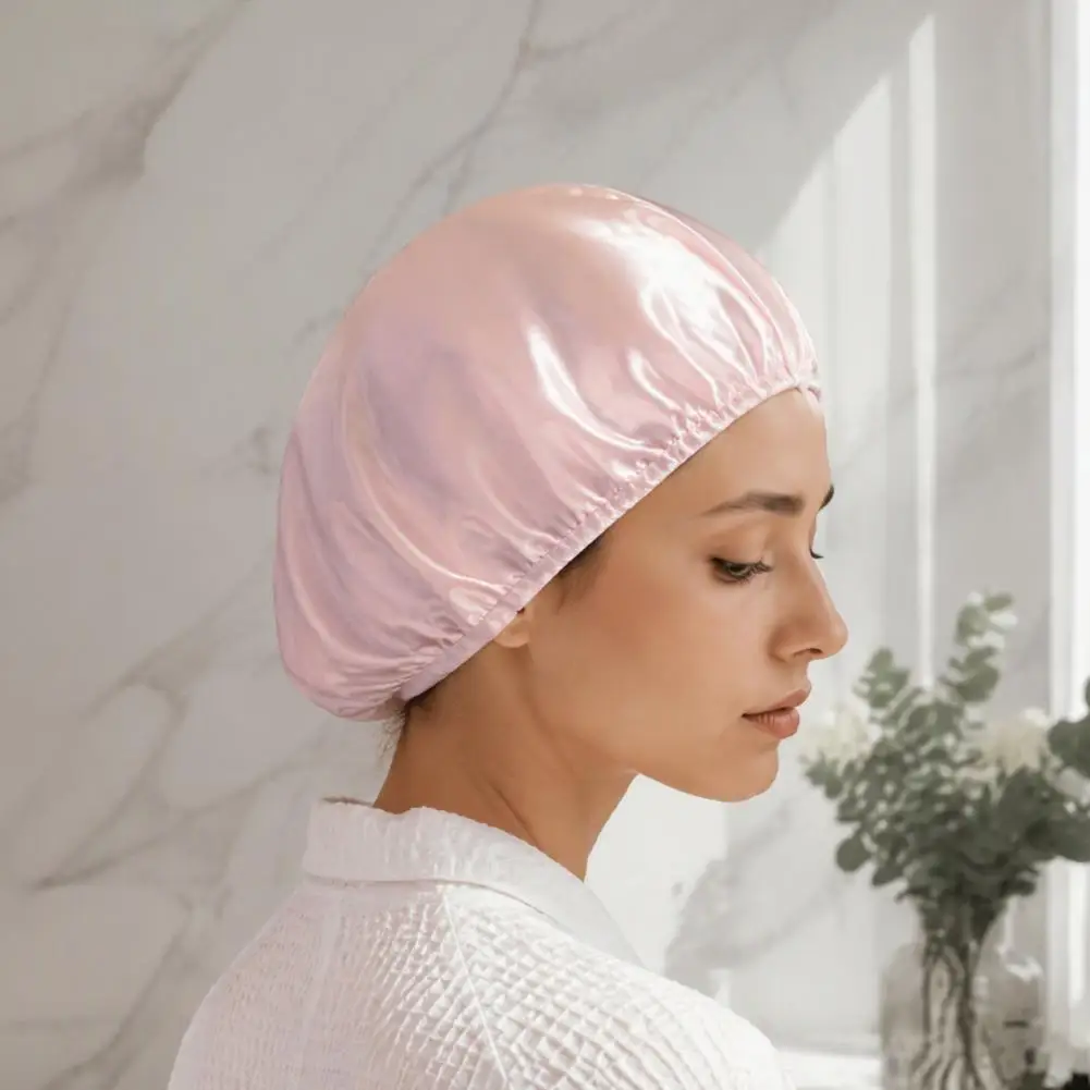 Women Satin Hair Drying Cap Quick Dry Double Layer Hair Turban Wrap Water Absorbent Wrap Hat for Curly, Long Hair