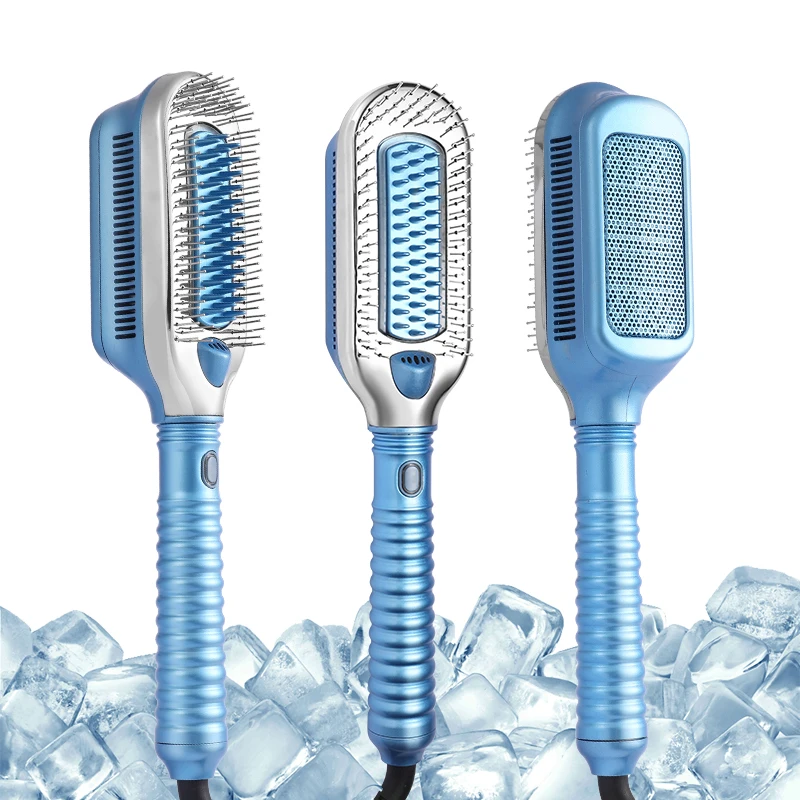 Portable Hair Straightening Brush with Brushless Motor Cryogenic Treatment Comb Cold Hair Straightener Brush