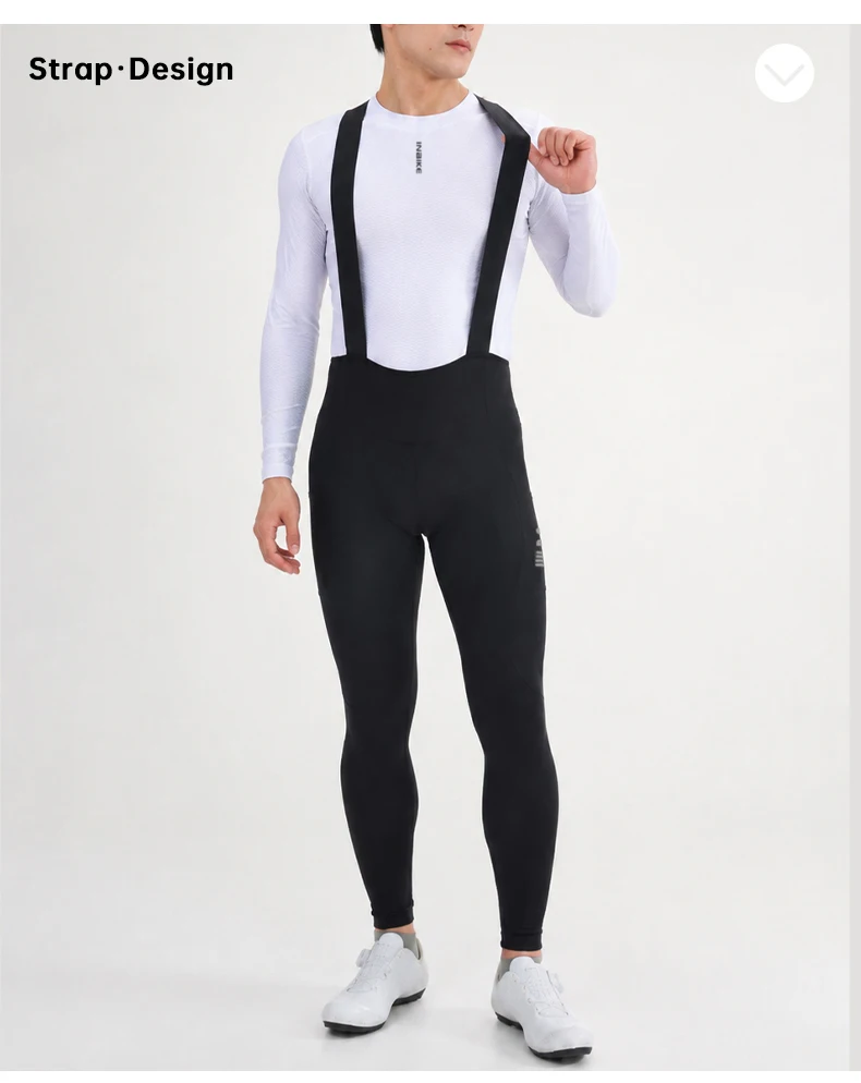INBIKE Radsport-Fleece-Latzhose für Herren, Herbst-Winter, warme Radsport-Latzhose, thermische winddichte Fahrradhose, Fahrrad-Reithose – Detail 7