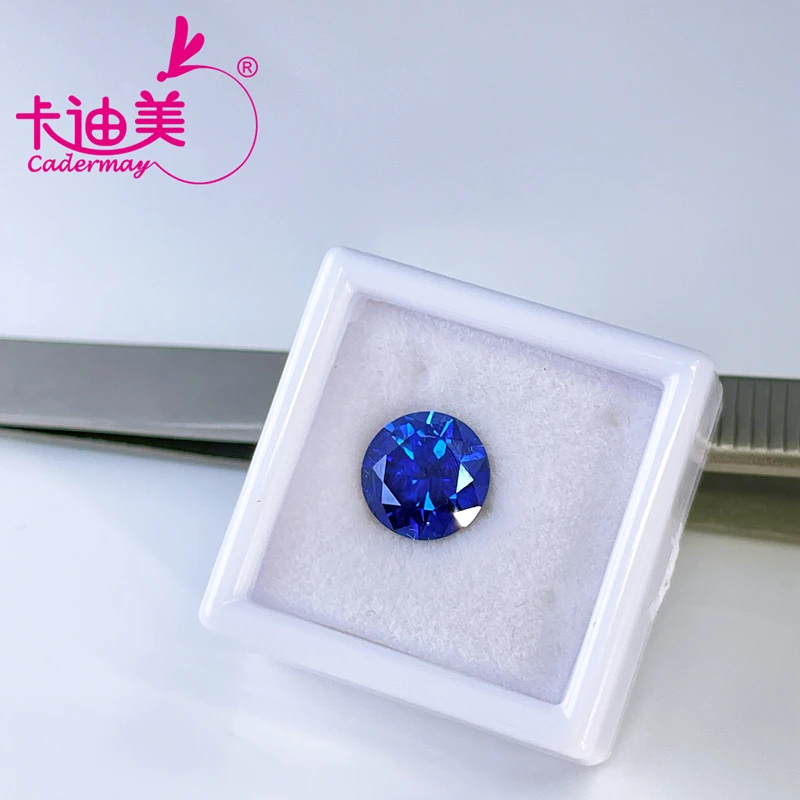 CADERMAY Cornflower Lab Grown Sapphire With Inclusion Loose Stone Round Shape DIY Jewelry Making  Gemstones in Wholesale Price