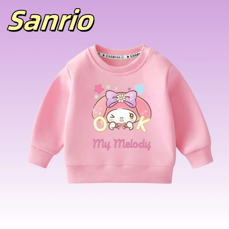 

Sanrio, осенняя одежда для маленьких девочек, детские толстовки с принтом «Моя мелодия», детский милый пуловер, футболки с длинными рукавами, топ