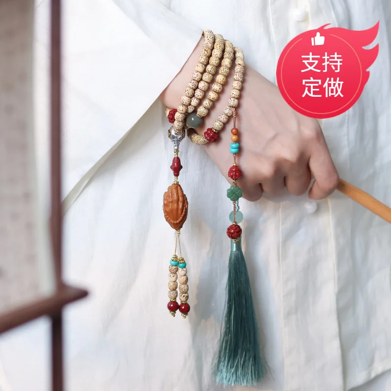 Hainan Moon Bodhi Seed Multi-Strand Bracelet, Olive Kernel, Buddha Hand, New Summer Necklace Women