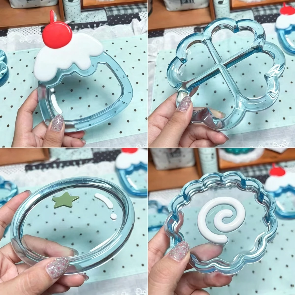 Japanese Ins Ornaments Water Color Ancient Small Tray Four-leaf Clover Jelly Pudding Fish Plate Tomato Desktop Decorative Props