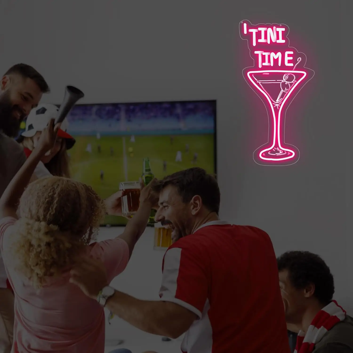 Tini Time LED Neon Sign USB Dimmable Martini Neon Light for Bar Pub Art Decoration Elegant Cocktail Glass Business Sign Gift