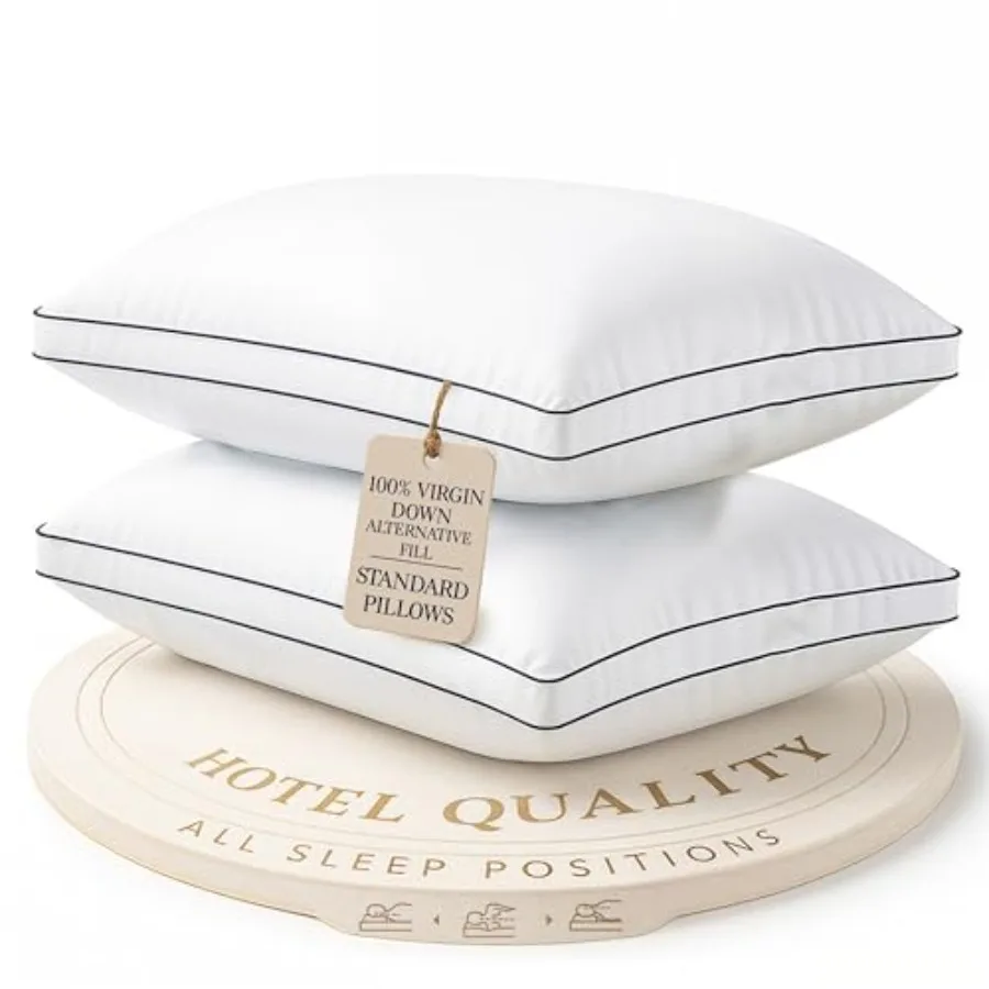 

Bed Pillows Standard Size Set of 2-20"x26" Medium Firm Down Alternative Pillows for Sleeping, Hotel Quality Back Stoh or Side S