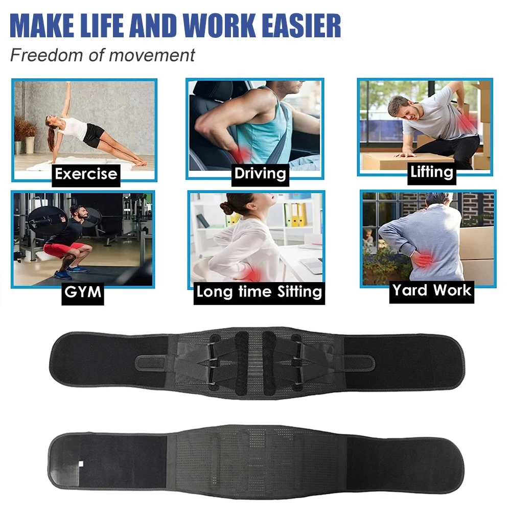 Lumbar Support Belt Lower Back With 4 Pieces Of Medical Grade Strong Steel Bracket Breathable Waist Support Belt Gym Pain Relief