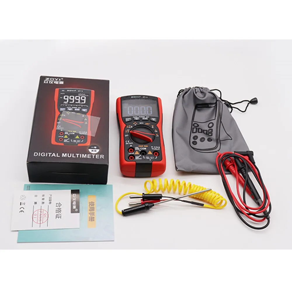 ZOYI ZT-Y LCD 3Line Display 9999 Counts TRMS Auto-Range Voltmeter Capacitance Temp VFC NCV Hz Tester Flash 9999 Counts Multimete