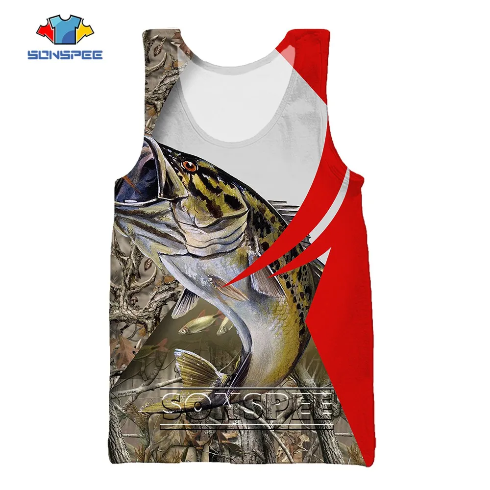 

SONSPEE Summer Big Fish 3D Printing Cool Sleeveless Vest Men Women Oversized Harajuku Streetwear Casual Sports Breathable Tops