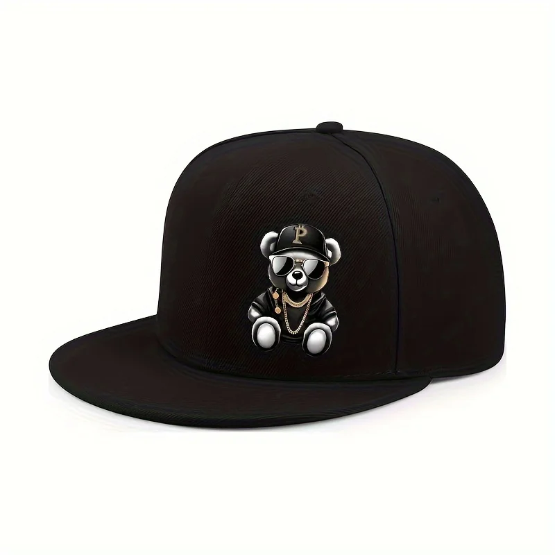 Adjustable Cartoon Bear Printed Hip Hop Baseball Cap Outdoor Sports Beach Casual Wear Fit for Men and Women Street Snapback Hat
