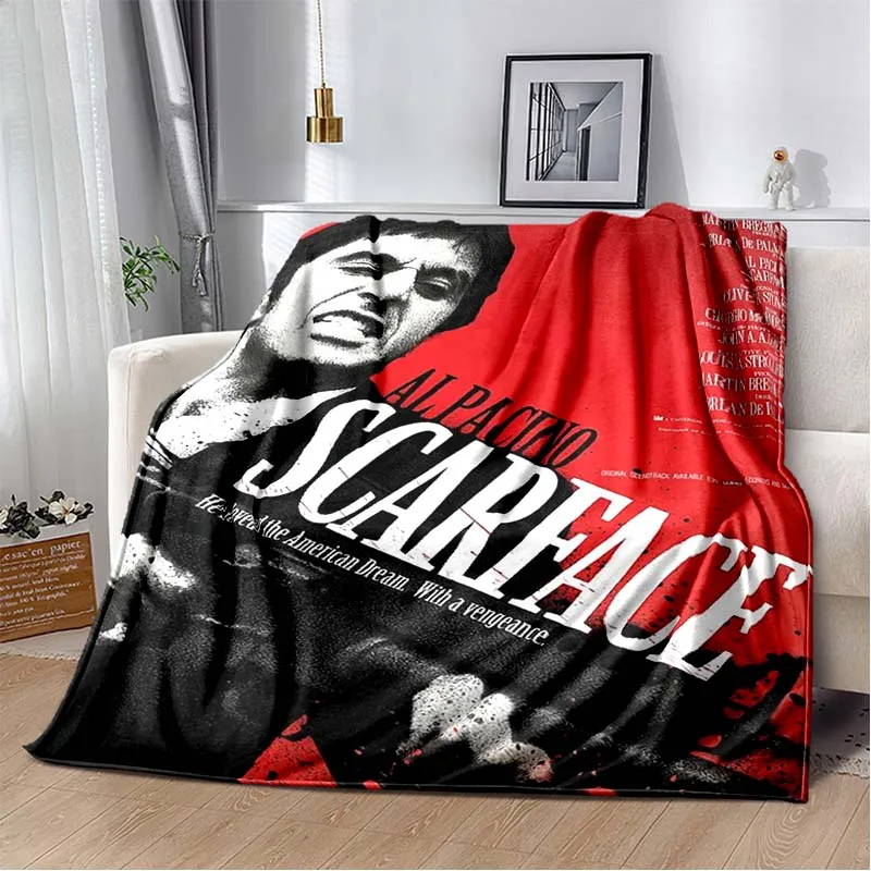 

Classic Movie Scarface Printed Blanket Home Sofa Bed Cover Oversized Warm Soft Flannel Soft Blanket Picnic Portable Blanket Gift