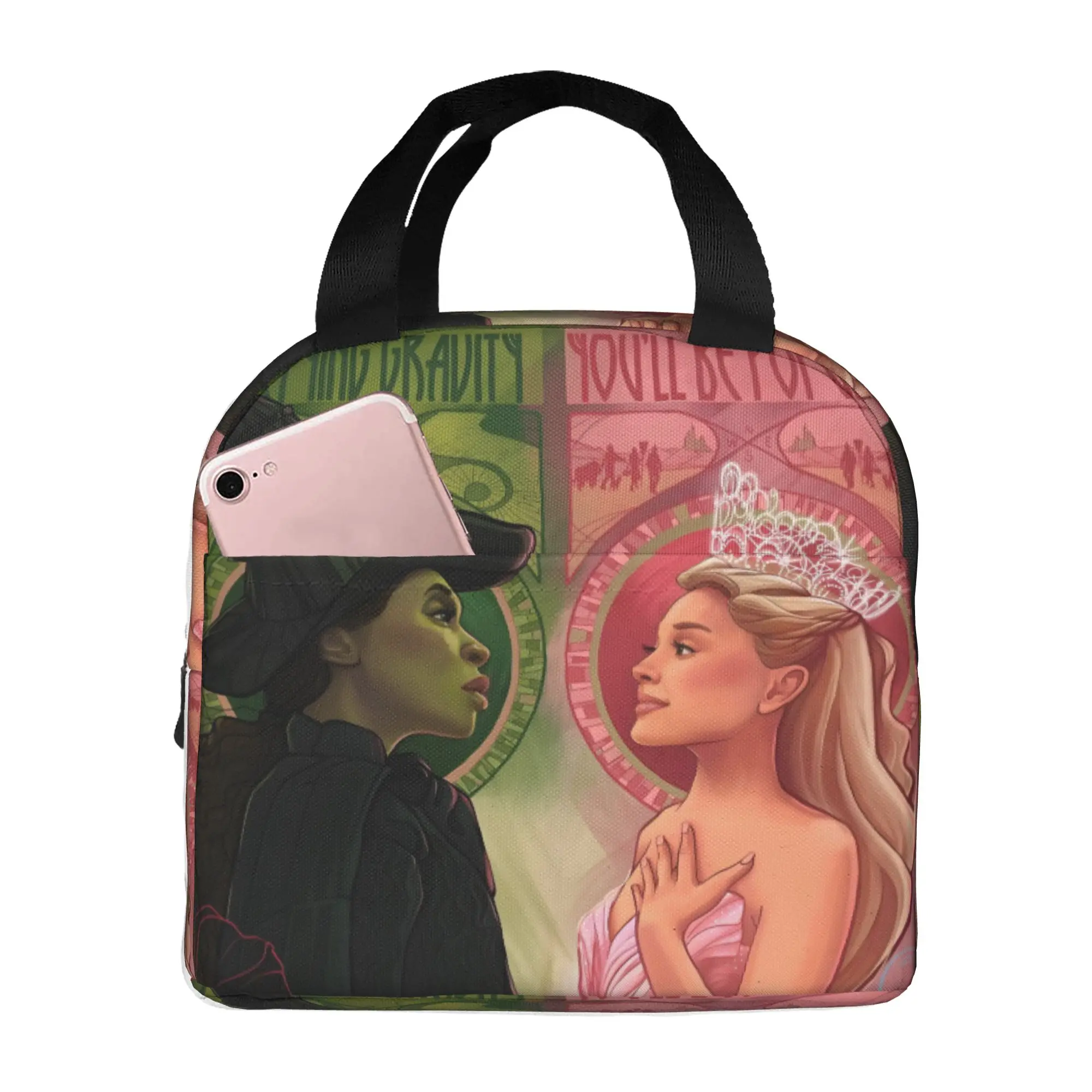 W-Wickeds Cartoon Printed Insulated Lunch Bag for Women Resuable Magic Movie Cooler Thermal Lunch Box Office Picnic Travel