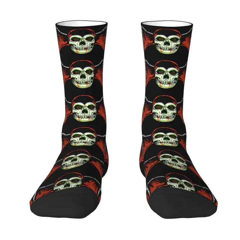 

Custom Funny Rock Band Misfits Batfiend Skull And Wings Socks Men Women Warm 3D Printing Heavy Metal Sports Basketball Socks