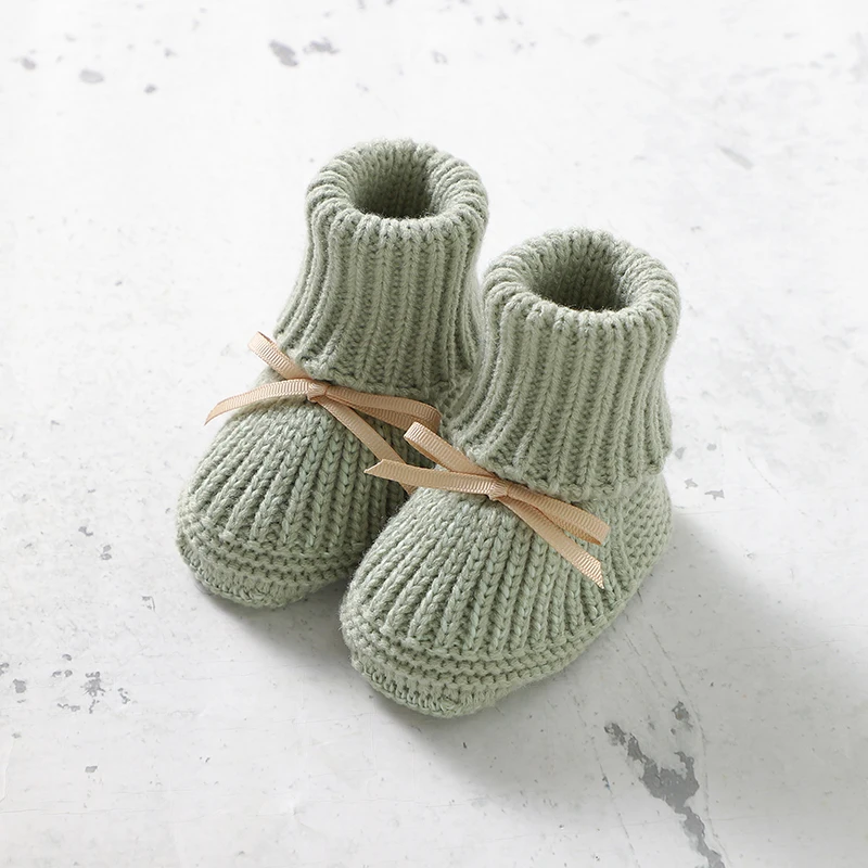 Newborn Boys Girls Indoor Floor Socks Shoes 0-18m Non-Slip Soft Bottom First Shoes 0-18m Infant Netural Solid Knitted Prewalkers