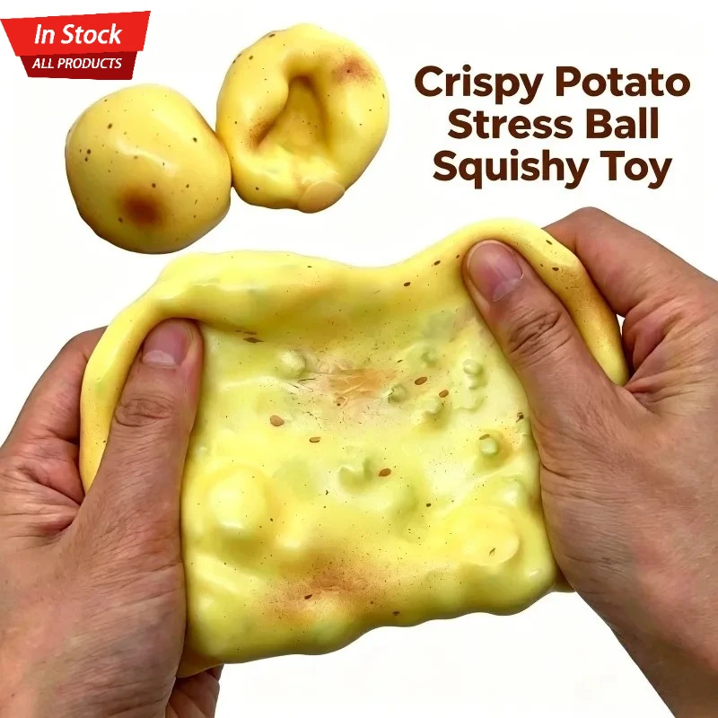 ！！！Crunchy Squishy Potato Stress Ball Squeeze Toy Crispy Potato Squishy Fidget Ball Handmade Round Blocks Filled ASMR for Adult