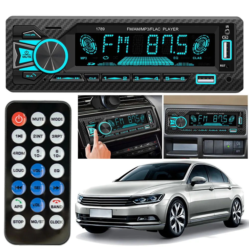 

1 Din Car Radio AUX/USB/TF Card Bluetooth-Compatible Car Stereo Player In Dash Kit FM Radio Handsfree Call with Remote Control