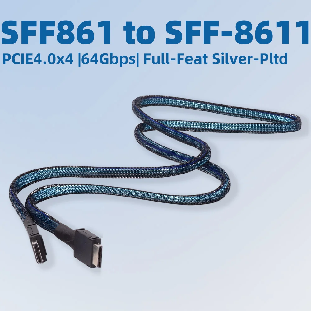 

PCIE 4.0 X4 Full-featured Silver-plated Cable SFF8611 Male To Male Extension Cable Oculink4i Silver-plated Cable Bold
