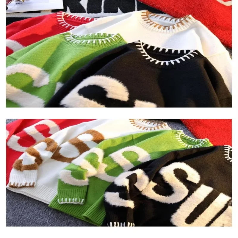 Maglione per ragazzi, nuovo stile autunnale e invernale, maglione a base ampia e ampia, tendenza giacca lavorata a maglia