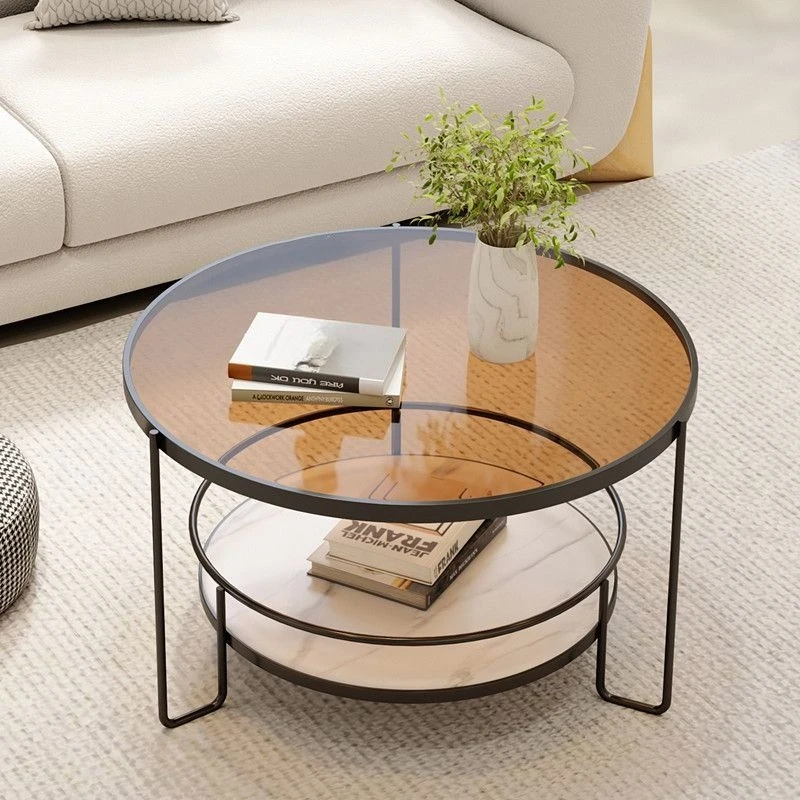 

Cream windshield coffee table small apartment living room round edge table household minimalist mini table