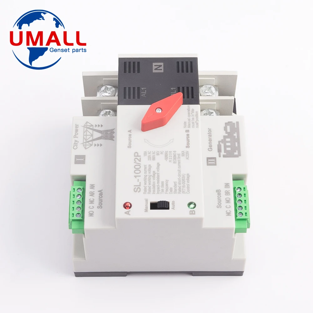 Imagem -05 - Mini Ats Interruptor de Transferência Automática de Energia Elétrica Seletor Interruptores Inteligentes Controlador Gerador Parte Sl100 2p 100a 220v