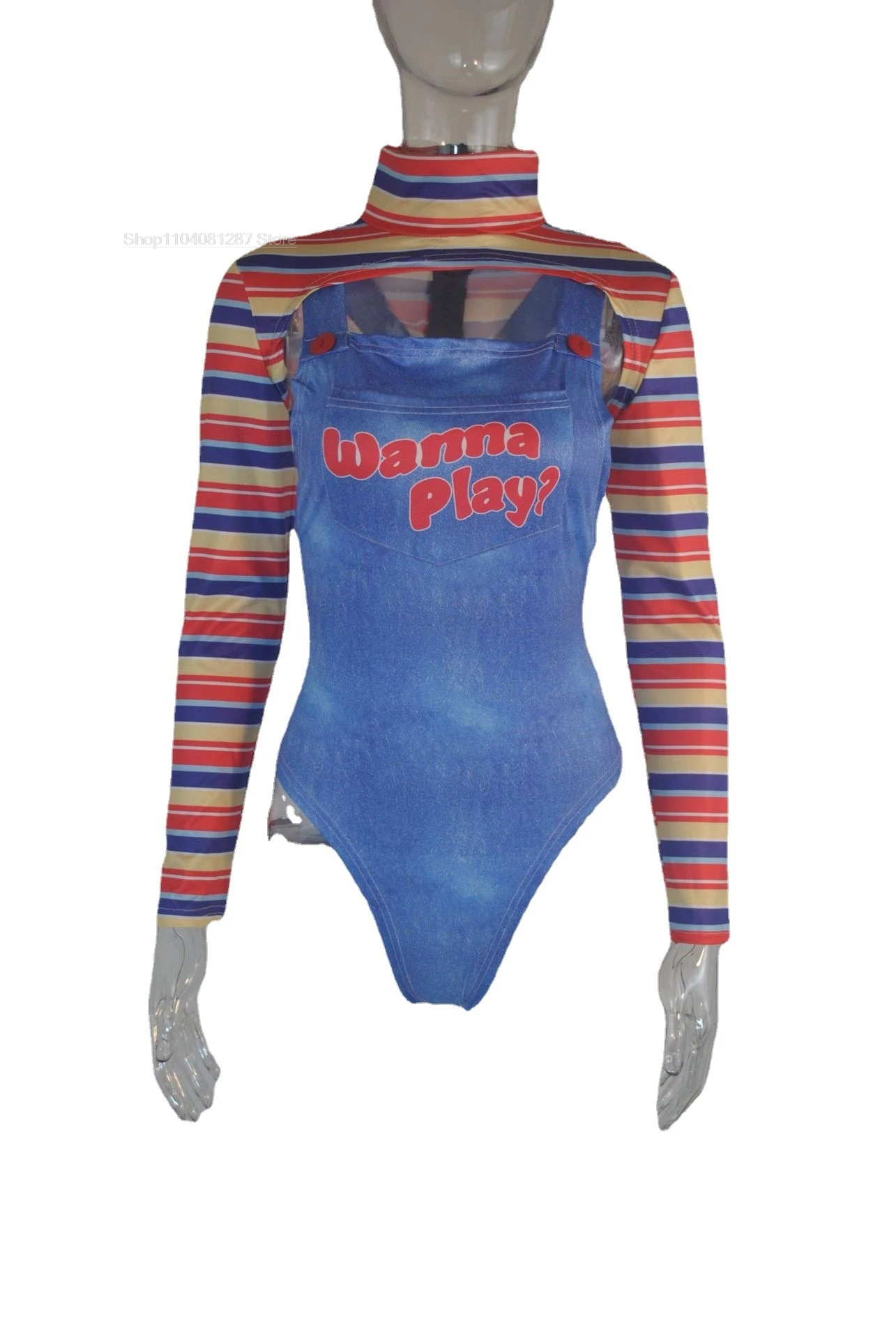 Halloween-Kostüme für Frauen gruselige Albtraum-Killer puppe wollen Filmfigur Bodysuit Chucky Puppen kostüm Set spielen