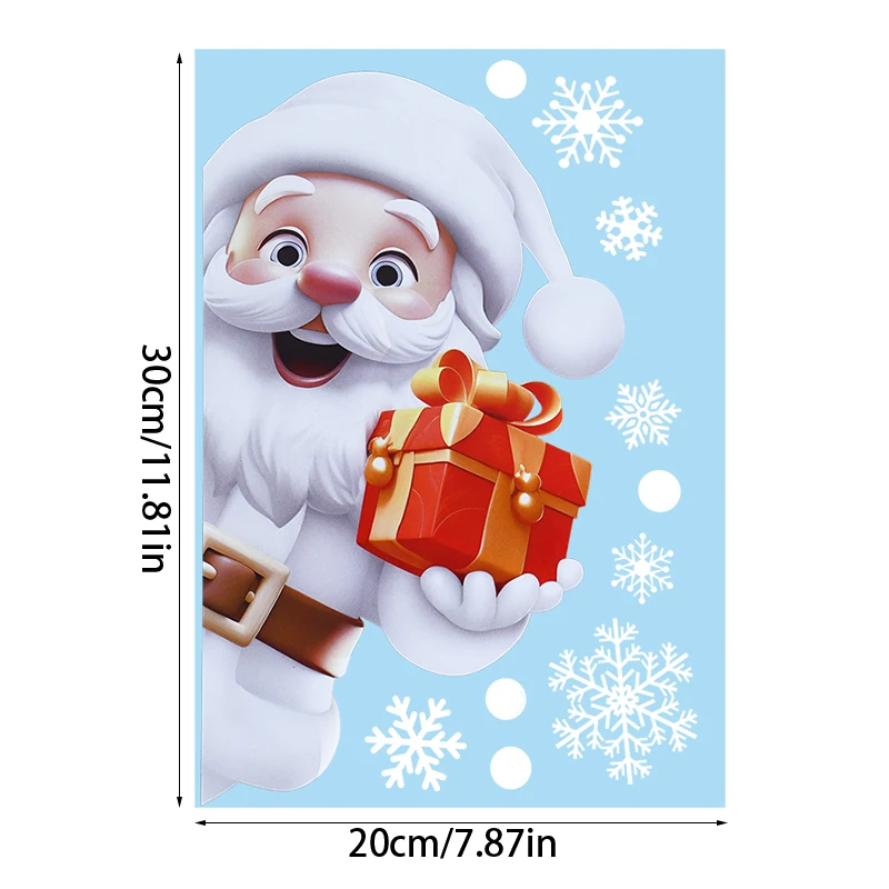 9 أوراق عيد الميلاد ملصقات نافذة سانتا كلوز شجرة عيد الميلاد ندفة الثلج الزجاج ملصق مائي عيد الميلاد الديكور للمنزل السنة الجديدة نافيداد #6
