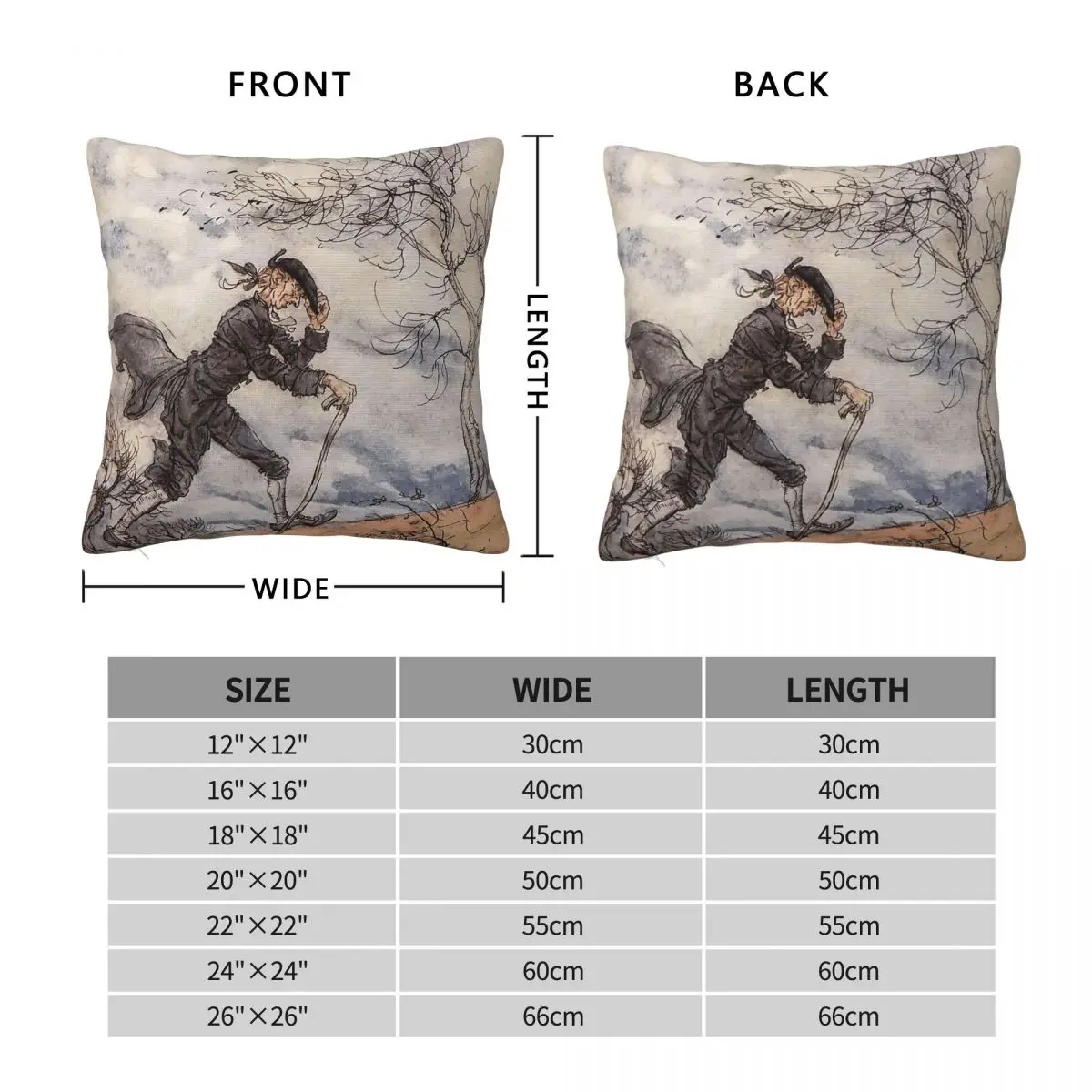 Legend Of Sleepy Hollow Arthur Rackham Square Pillowcase Polyester Linen Velvet Pattern Zip Decorative Sofa Cushion Cover