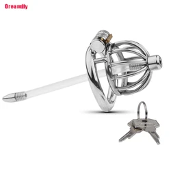 Male Chastity Device Flat Round Hole Metal Chastity Lock,Cock Cage,Urethra Catheter,Penis Ring,Bondage Belt Sex Toys For Men Gay