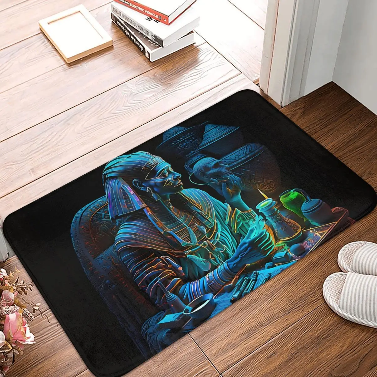 Non-slip Doormat Kitchen Mat Pharaoh's Psychedelic Contemplation Balcony Carpet Entrance Door Rug Bedroom Decor