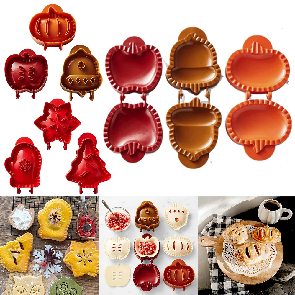 

3 шт./компл., осеннее яблоко, тыква, желуди, снежинки, мини-генератор для пирогов на Рождество, Хэллоуин, форма для выпечки, пресс для теста, карманный пирог