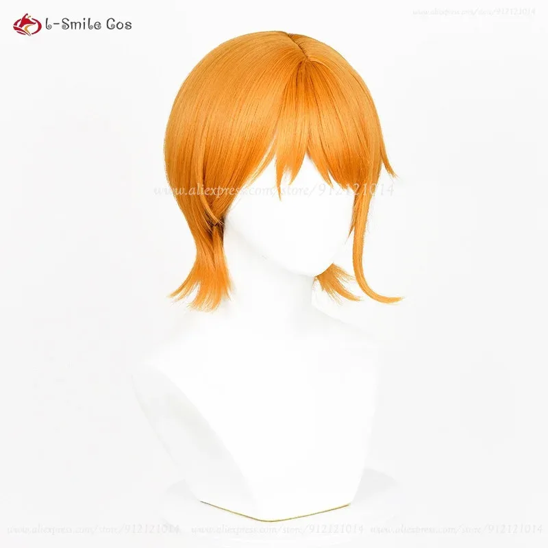 Parrucca cosplay Anime Sasagawa Kyoko 30 cm parrucche corte arancione giallo capelli sintetici resistenti al calore parrucche cosplay di Halloween + cappuccio per parrucca