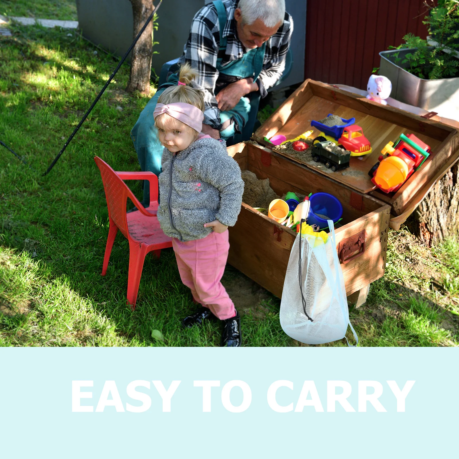 Bolsa de malla de playa con correas flexibles multiusos, cierre con cordón, adecuada para niños, niñas, viajes en la piscina, bolsa de playa para niños