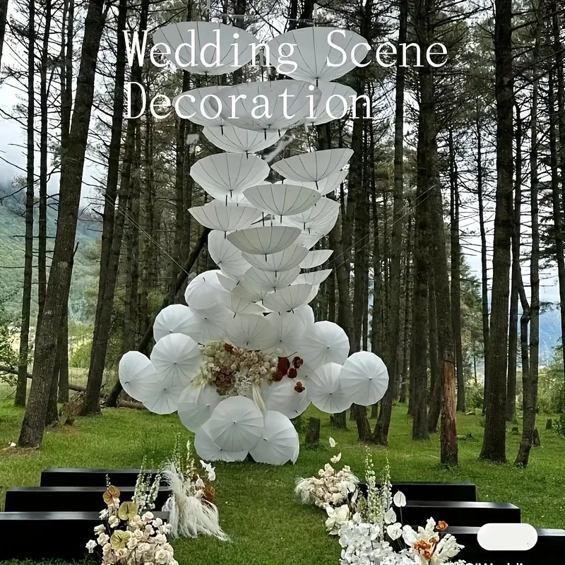 A white paper umbrella for wedding decoration - handmade traditional Chinese bridal sunshade - photo prop and party accessory