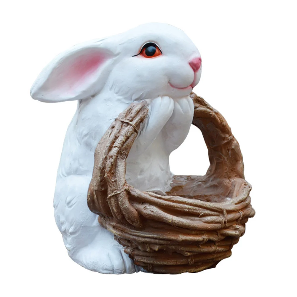 

White Rabbit Flower Pot Planter Garden Layout Resin Plants Landscaping Easter Decorations Planters Pots Outdoor