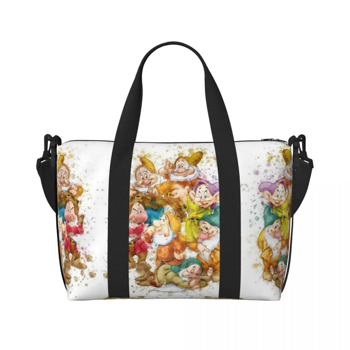 

Custom Snow White And The Seven Dwarfs Tote Bag Women Large Capacity Fashion Film Gym Beach Shoulder Travel Bag