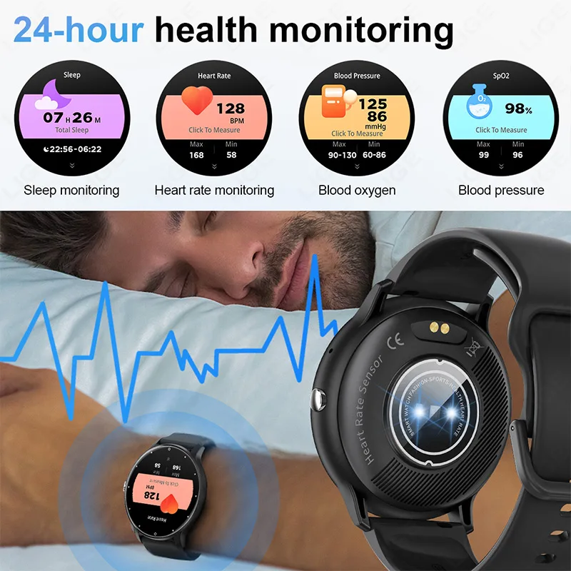 LIGE Homens Relógio Inteligente Tela de Toque Completo Digital Rastreador de Fitness Esporte À Prova D 'Água Bluetooth Chamada Smartwatches Masculino Para Android IOS