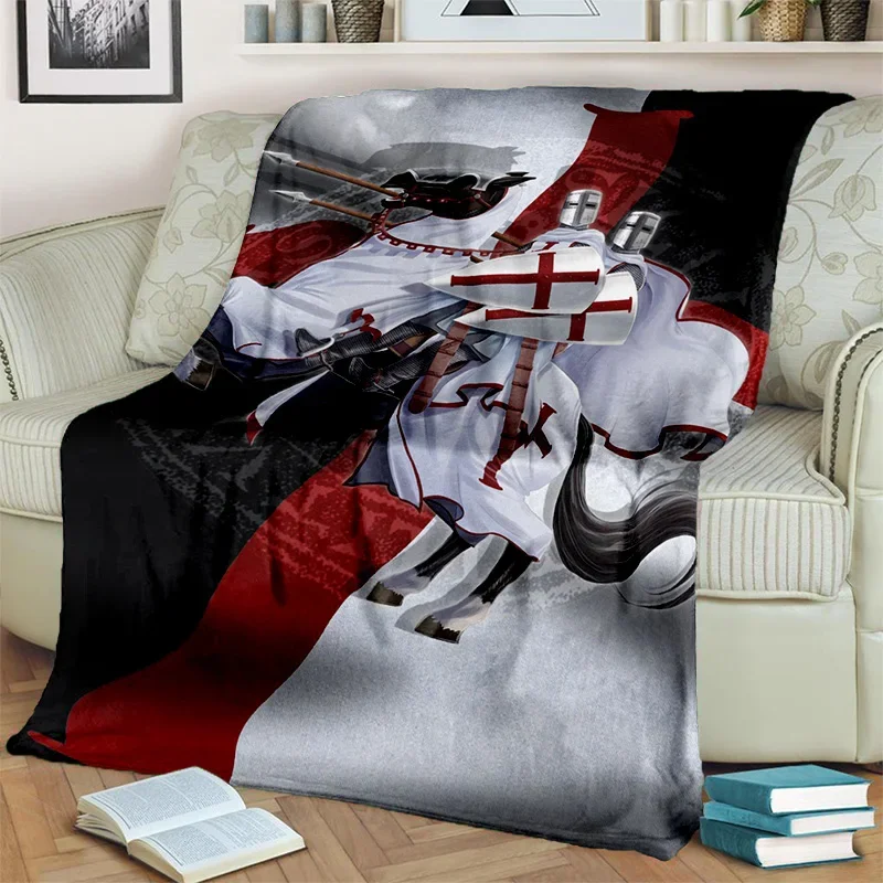 تمبلار كافالير نايت الصليبيين ألعاب بطانية ، بطانية رمي لينة للمنزل غرفة نوم أريكة تتحول لسرير نزهة السفر غطاء مكتب بطانية