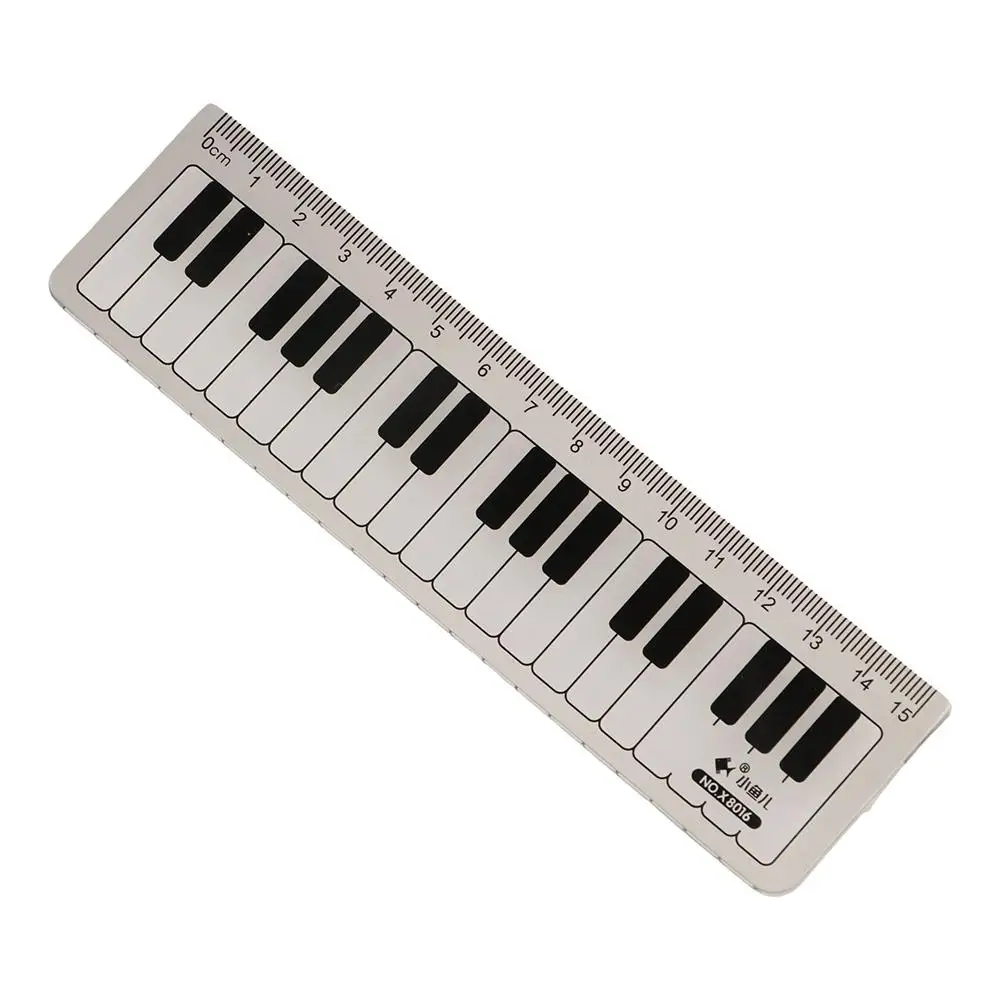Students Portable Scale Ruler 15cm Plastic Stationery Straight Rulers Black White Musical Notes Measuring Ruler Piano Rule