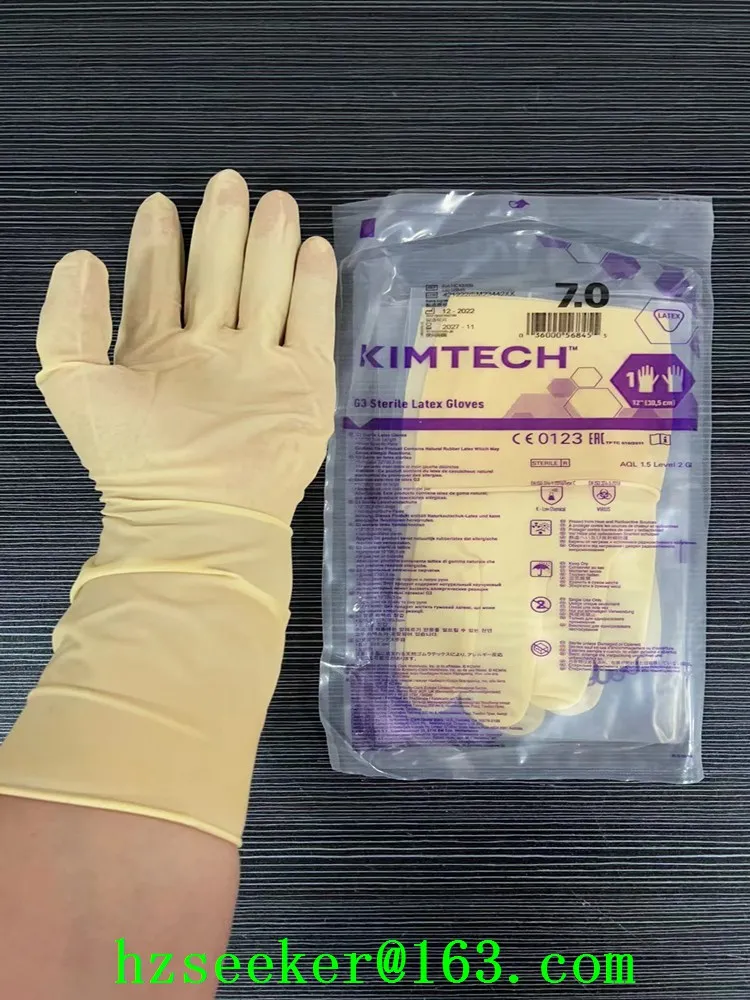 Ansell Kimberly-Clark Kimtech ™ Luva específica para sala limpa G3 látex 12 polegadas (1 par) com punho frisado ISO4 30 cm de comprimento