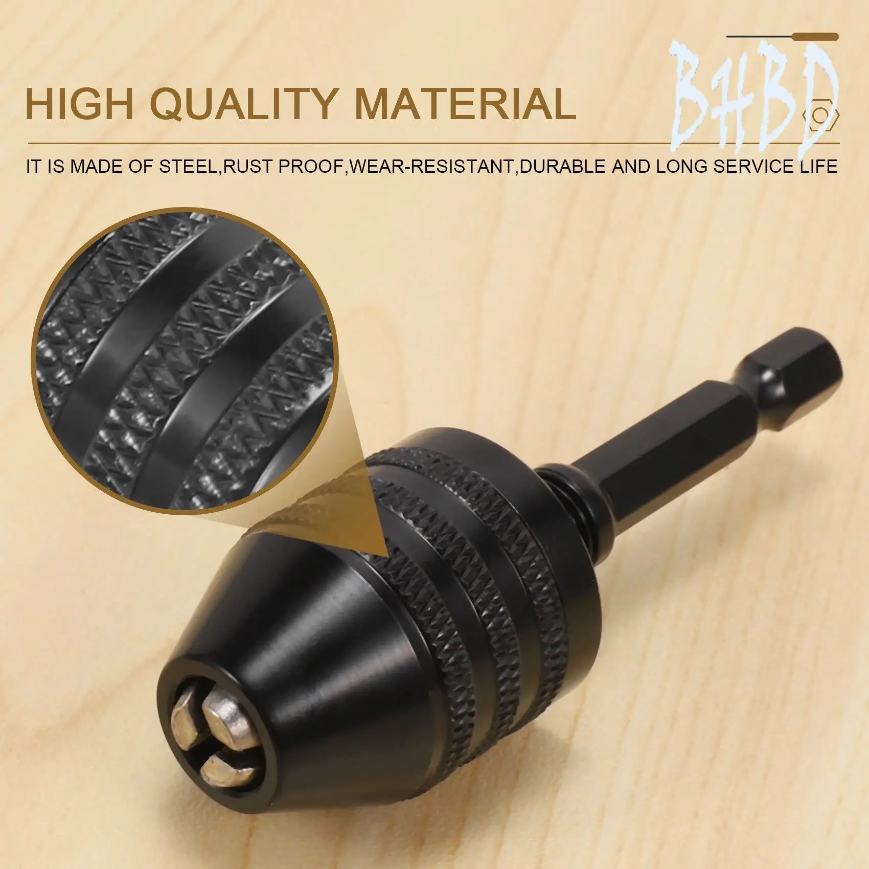 

BHBD-4PCS Drill Chuck Change Adapter, Keyless Chuck Conversion Tool Keyless Drill Chuck, Drill Adapter In 1/4 , 1/8 , 1/16