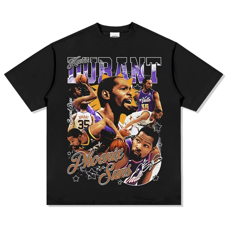 Kevin Durant print T-shirt vintage korte mouwen sport basketbalfans training tees zomer t-shirt